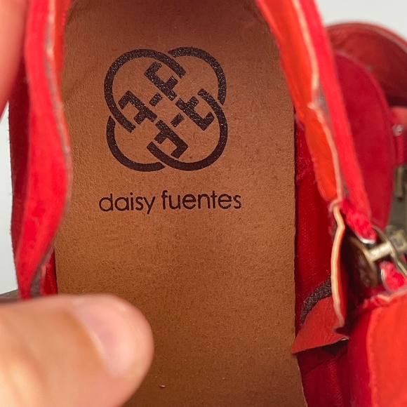 Daisy Fuentes Red Suede Low Heel Ankle Booties for Women | Chic Slip-On Style - Picture 5 of 7